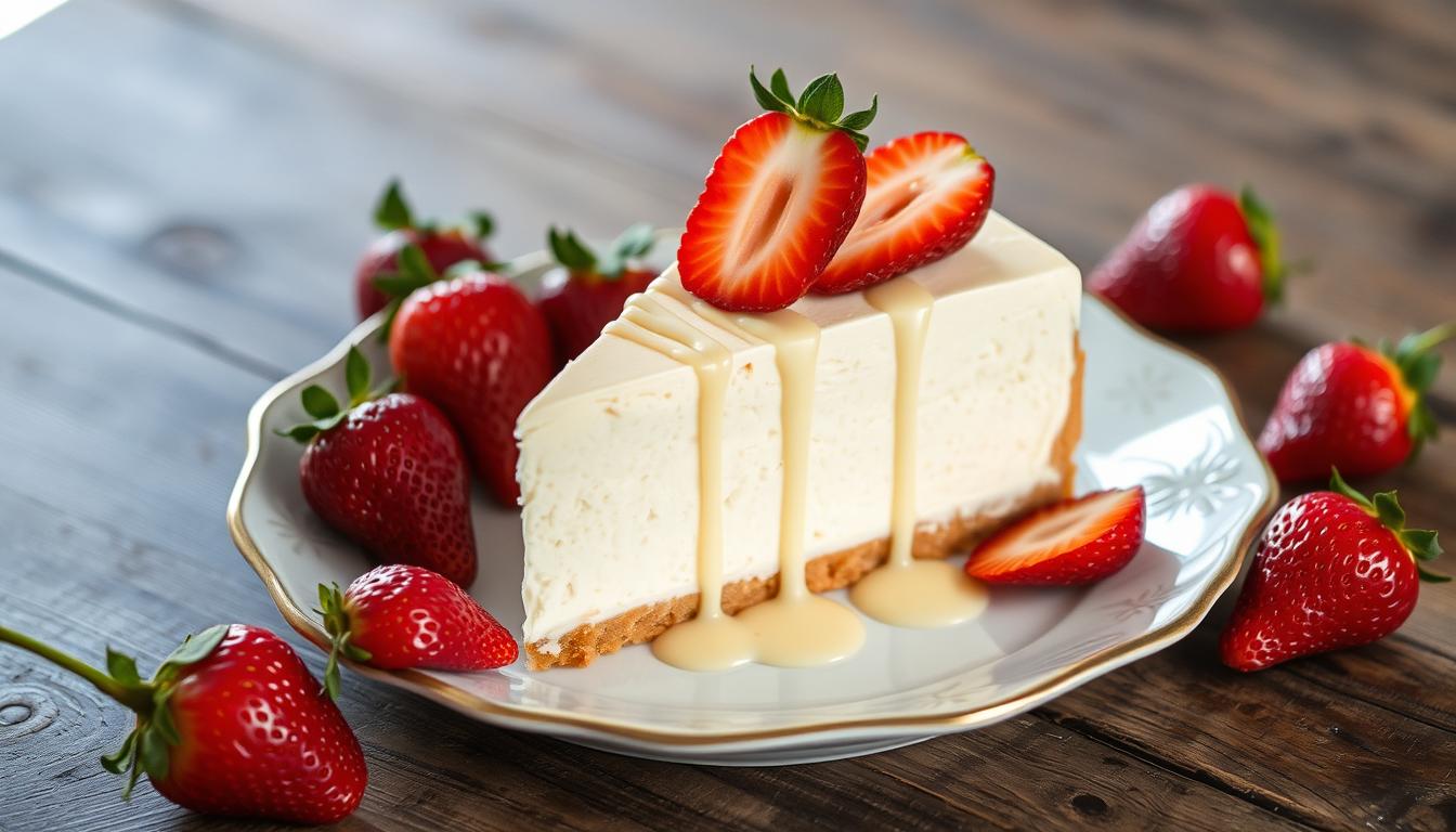 White Chocolate Strawberry Cheesecake