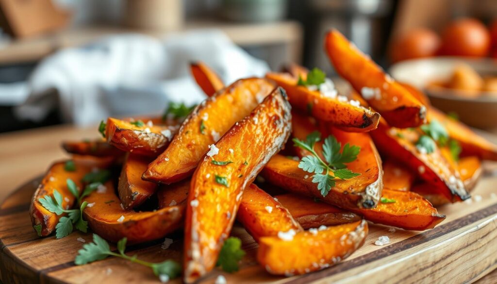 crispy air fried sweet potatoes